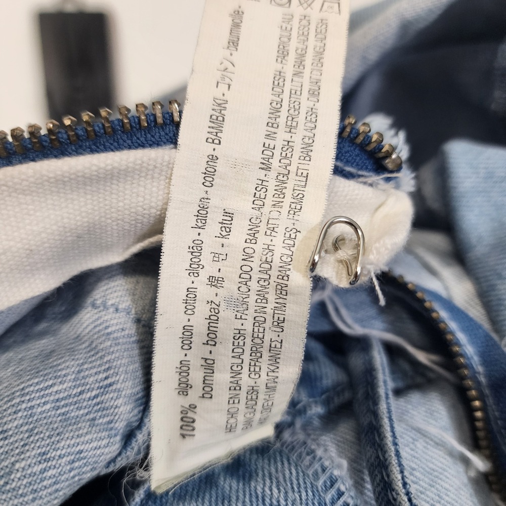 Zara TRF Denim Makers Light Wash Mini Dress XS distressed Open Back cotton - Picture 9 of 13